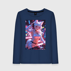 Женский лонгслив Лиса диджей в клубе