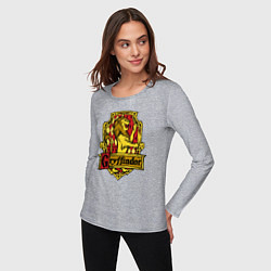 Лонгслив хлопковый женский Hogwarts - gryffindor logo, цвет: меланж — фото 2