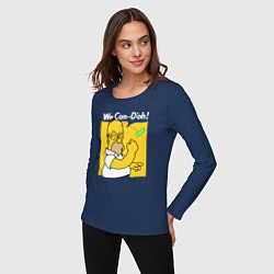 Лонгслив хлопковый женский Homer can doh, цвет: тёмно-синий — фото 2