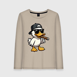 Лонгслив хлопковый женский Smoking duck, цвет: миндальный