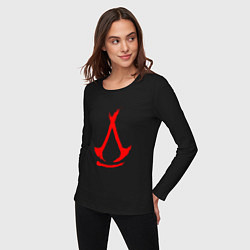 Лонгслив хлопковый женский Assassins creed - shadows logotype, цвет: черный — фото 2