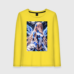Женский лонгслив Девушка с кибернетическими крыльями