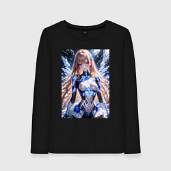 Женский лонгслив Девушка с кибернетическими крыльями