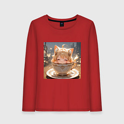 Женский лонгслив Кошечка с короной в чашке