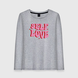 Лонгслив хлопковый женский Self love, цвет: меланж