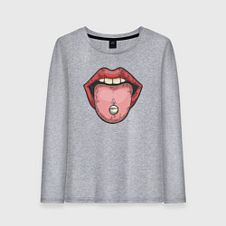 Лонгслив хлопковый женский Lips pill, цвет: меланж
