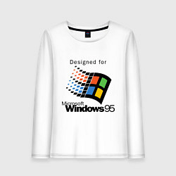 Лонгслив хлопковый женский Предназначен для windows 95, цвет: белый