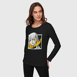 Лонгслив хлопковый женский Арт аниме, цвет: черный — фото 2