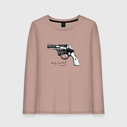 Лонгслив хлопковый женский Andy Warhol revolver sketch, цвет: пыльно-розовый