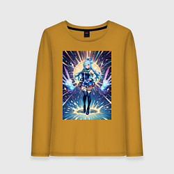 Лонгслив хлопковый женский Богиня Аква Коносуба, цвет: горчичный