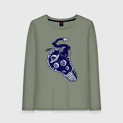 Лонгслив хлопковый женский Космическая лампочка, цвет: авокадо