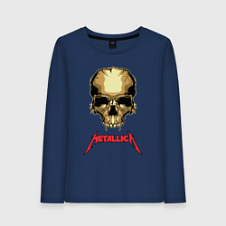 Лонгслив хлопковый женский Metallica - skull with fangs, цвет: тёмно-синий