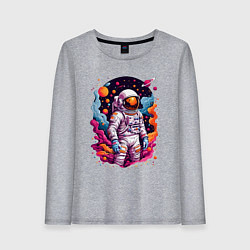 Лонгслив хлопковый женский Космонавт, цвет: меланж