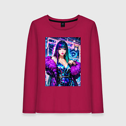Женский лонгслив Девушка поп идол в мехах