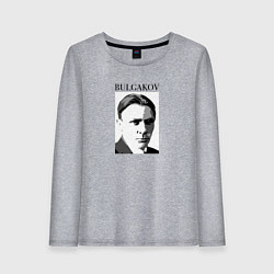 Лонгслив хлопковый женский Михаил Булгаков портрет в черно-белом, цвет: меланж