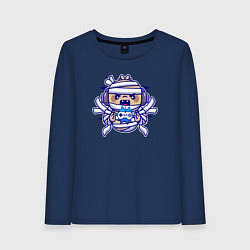 Лонгслив хлопковый женский Маленький геймер, цвет: тёмно-синий