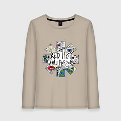 Лонгслив хлопковый женский RHCP - logo with songs, цвет: миндальный