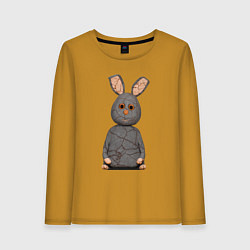 Лонгслив хлопковый женский Cartoon hare character, цвет: горчичный