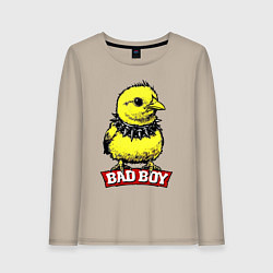 Лонгслив хлопковый женский Bad boy chicken, цвет: миндальный