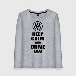 Лонгслив хлопковый женский Keep Calm & Drive VW, цвет: меланж