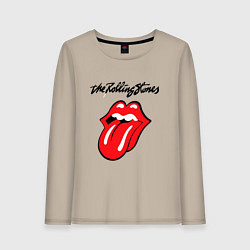 Лонгслив хлопковый женский Rolling Stones - logo, цвет: миндальный