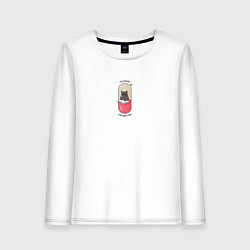 Лонгслив хлопковый женский Лучшее лекарство - кот психолог, цвет: белый