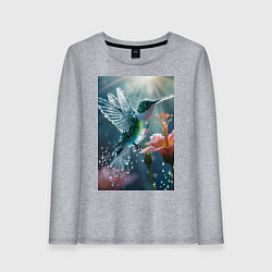 Женский лонгслив Колибри летает у цветка