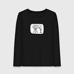 Лонгслив хлопковый женский Старый фотоаппарат, цвет: черный