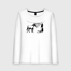 Лонгслив хлопковый женский Banksy zebra, цвет: белый