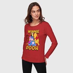 Лонгслив хлопковый женский Winnie Pooh hugs, цвет: красный — фото 2