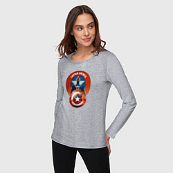 Лонгслив хлопковый женский Captain America: Brave New World, цвет: меланж — фото 2