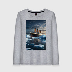 Женский лонгслив Титаник плывет среди айсбергов
