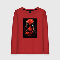 Лонгслив хлопковый женский Дэдпул ярость, цвет: красный