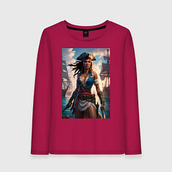 Женский лонгслив Пиратка на фона флотилии кораблей