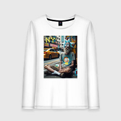 Лонгслив хлопковый женский Rick Sanchez is a hippie from New York, цвет: белый