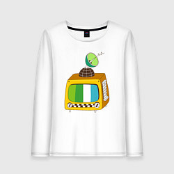 Лонгслив хлопковый женский Спутниковое тв, цвет: белый
