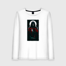 Лонгслив хлопковый женский Крик гостфейс с луной, цвет: белый