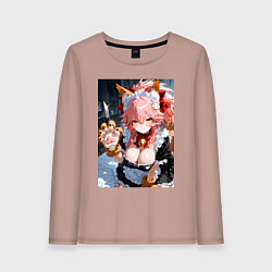 Лонгслив хлопковый женский Фейт Тамамо в костюме горничной, цвет: пыльно-розовый