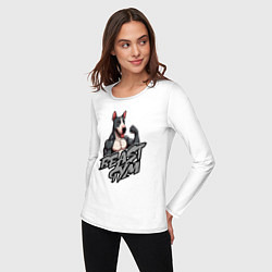Лонгслив хлопковый женский Beast gym dog, цвет: белый — фото 2