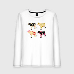Женский лонгслив Милые коровы поп-арт