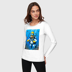 Лонгслив хлопковый женский Homer diving - ai art fantasy, цвет: белый — фото 2