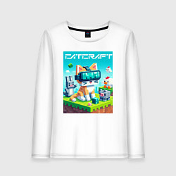 Лонгслив хлопковый женский Catcraft - collaboration ai art, цвет: белый