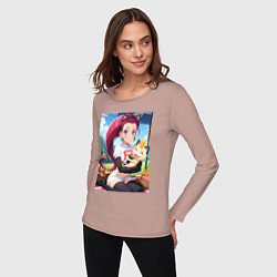 Лонгслив хлопковый женский Джесси и Мяут на пикнике, цвет: пыльно-розовый — фото 2