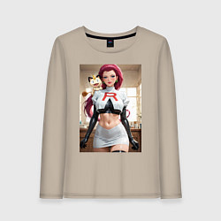 Лонгслив хлопковый женский Джесси и Мяут, цвет: миндальный
