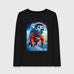 Женский лонгслив Далматинец бравый космонавт - нейроарт фантазия