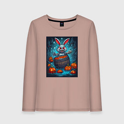 Лонгслив хлопковый женский Кролик в бешенстве, цвет: пыльно-розовый
