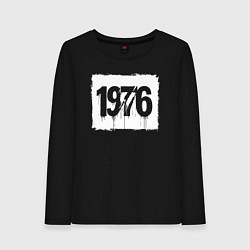 Лонгслив хлопковый женский 1976 год в стиле трафаретной печати, цвет: черный