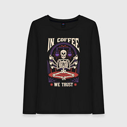 Лонгслив хлопковый женский In coffee we trust, цвет: черный
