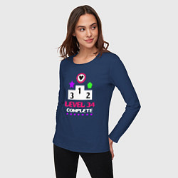 Лонгслив хлопковый женский 34 уровень пройден, цвет: тёмно-синий — фото 2