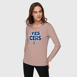 Лонгслив хлопковый женский Yes cers, цвет: пыльно-розовый — фото 2